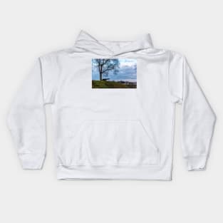 Cannon under naked tree on a hill Kids Hoodie